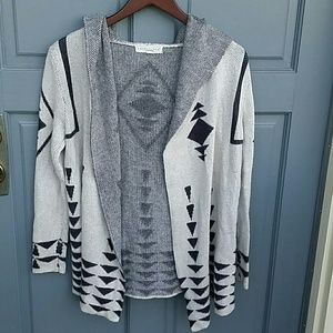 Lovestitch Black and White Geometric Cardigan